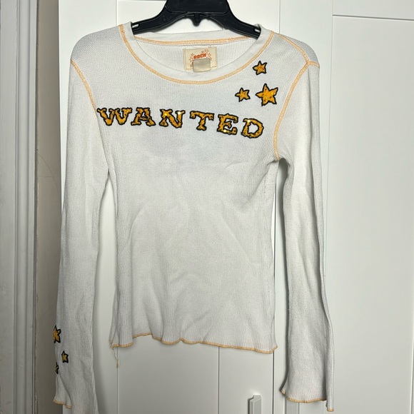 ROCK SOLID ORIGINAL embrodied wanted vintage long sleeve tee shirt MEDIUM / M - Picture 1 of 9